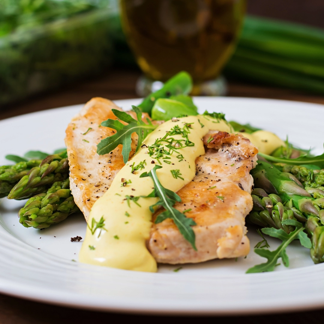 couverture filet de poulet asperges et sauce citron